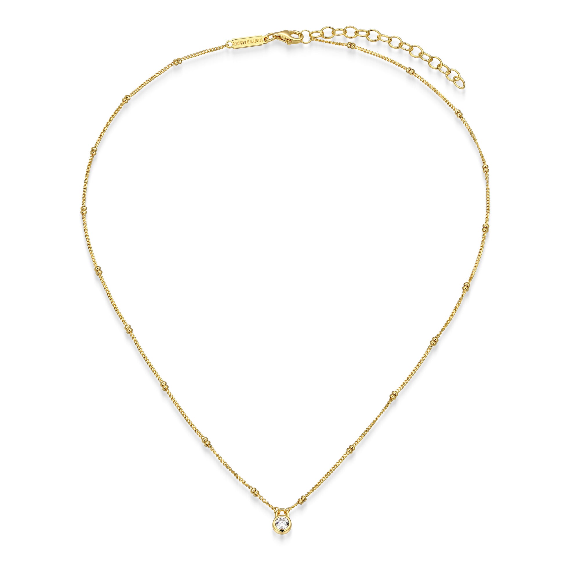 BN0307Y - Lock Pendant Double Beaded Curb Chain Necklace | m by monte luna