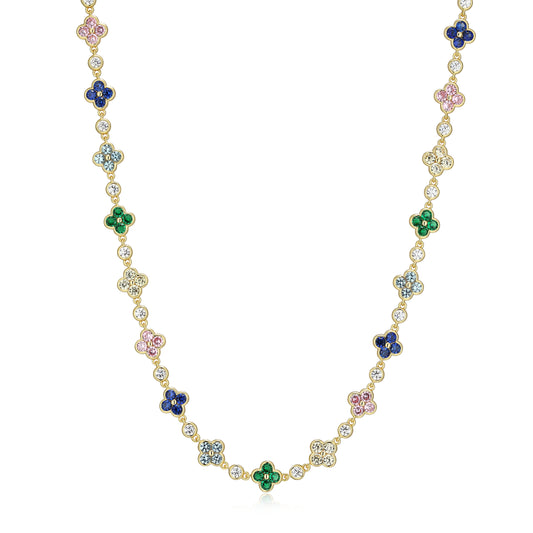 RN0287 - Multi-Color Clover Station Necklace | reign