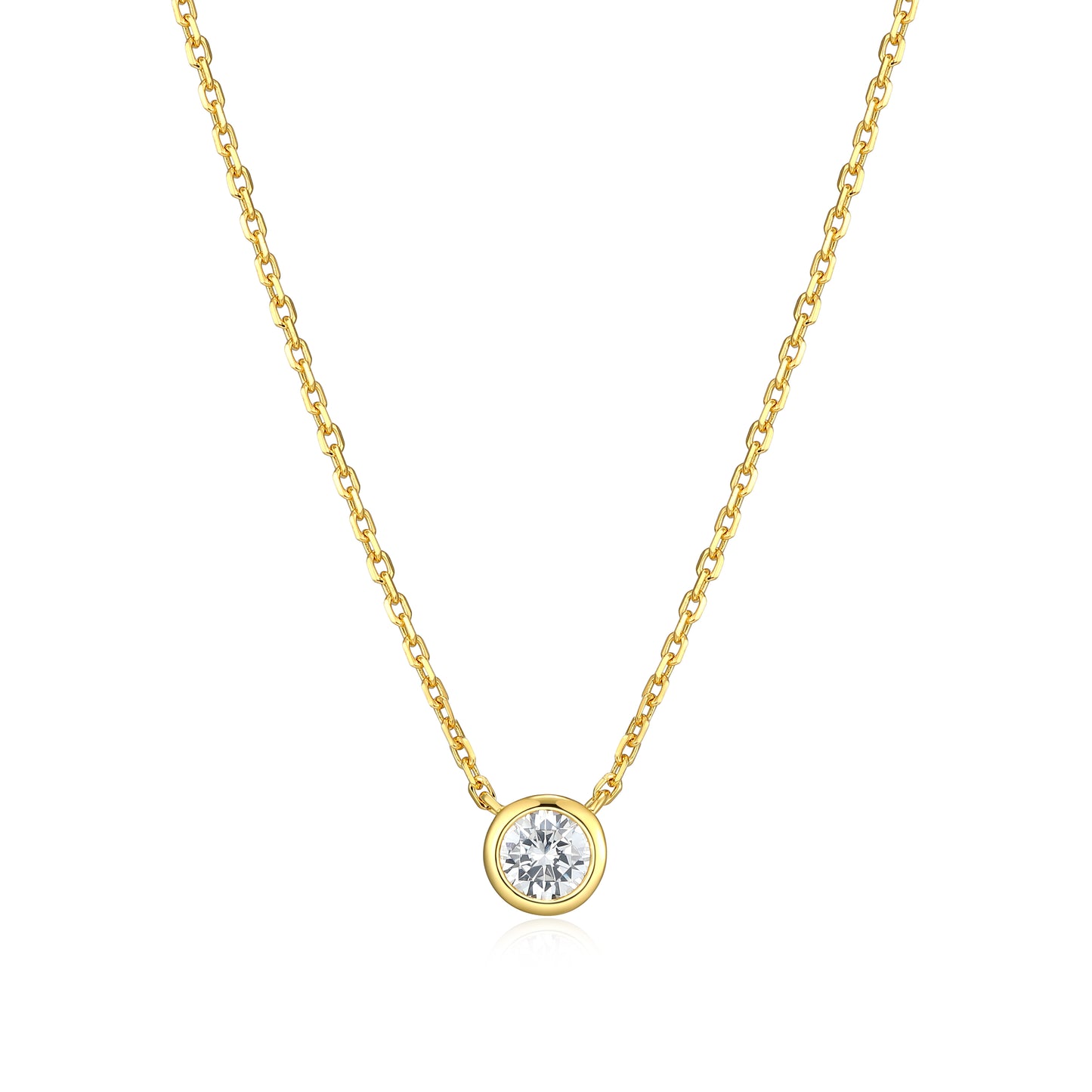 MN0143Y - Bezel Solitaire 1/4 CT Necklace | Monte Luna