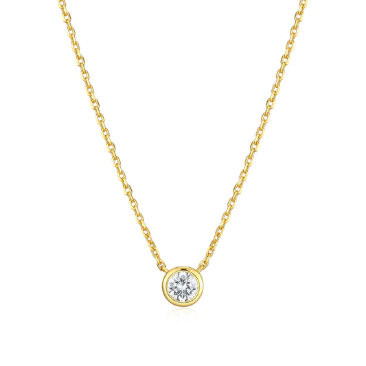 MN0143Y - Bezel Solitaire 1/4 CT Necklace | Monte Luna
