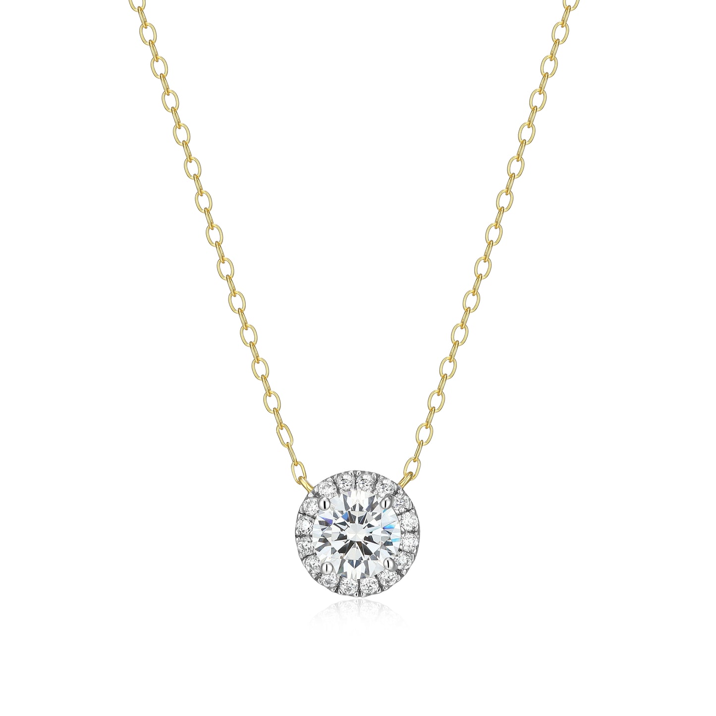 MN0147Y - Halo Stud Necklace | Monte Luna