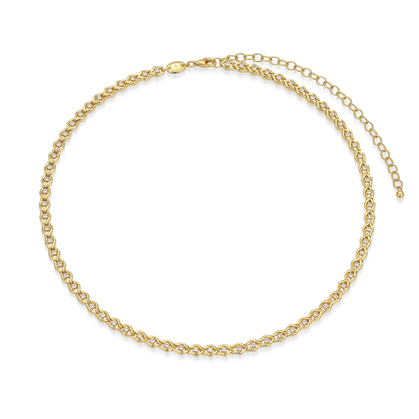 CN0192 - Intertwined Created White Sapphire Line Necklace | charles garnier