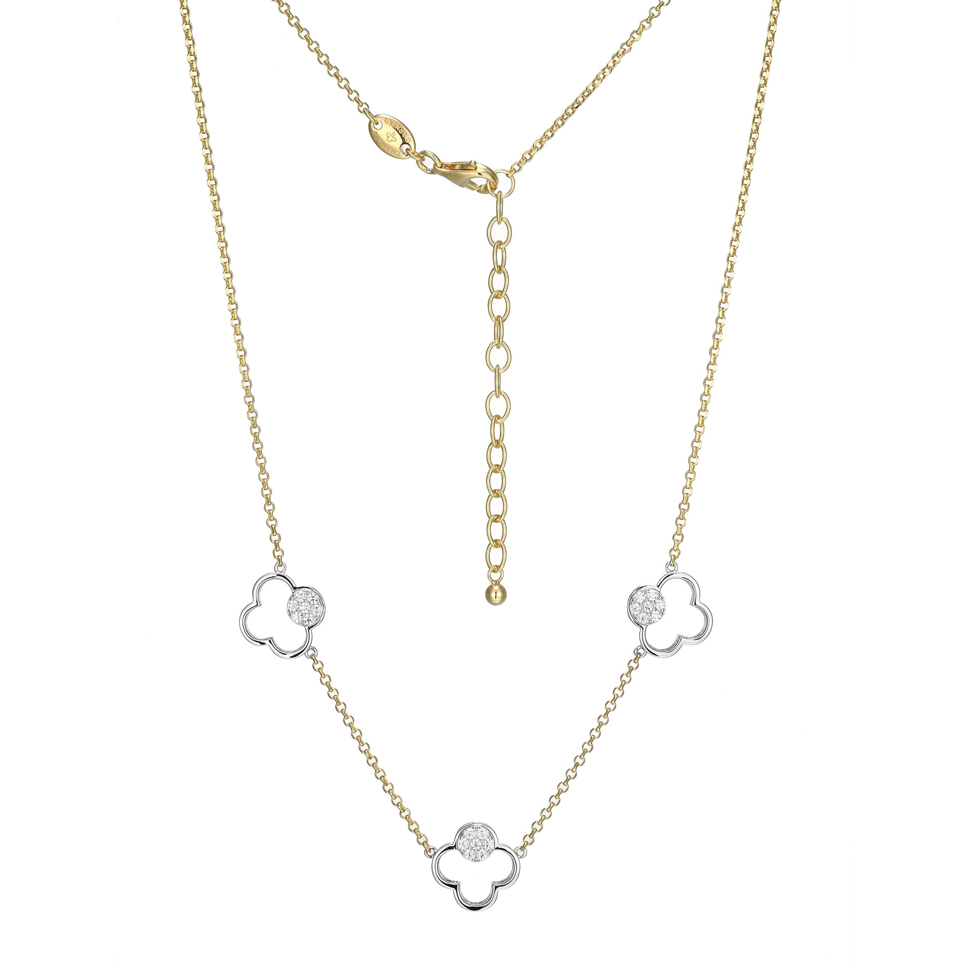CN0203 - Two-Tone Triple Clover Pendant Necklace | charles garnier