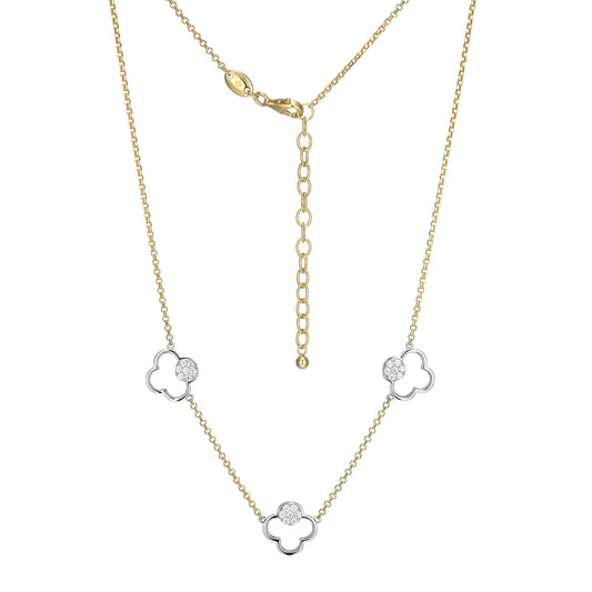 CN0203 - Two-Tone Triple Clover Pendant Necklace | charles garnier