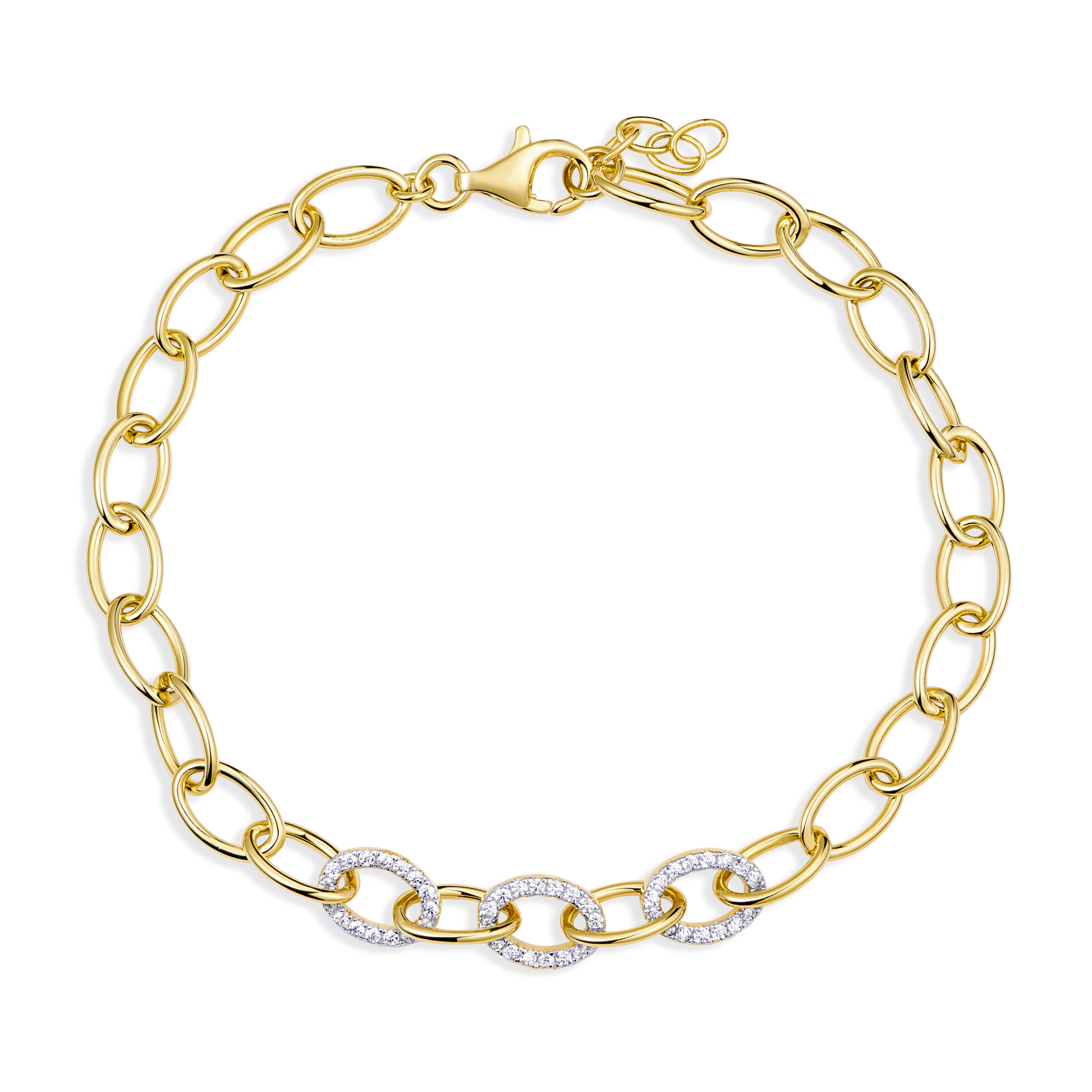 Pave Oval Link Bracelet in 14K Yellow Gold-Plated Sterling Silver | M by Monte Luna