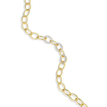 Pave Oval Link Bracelet in 14K Yellow Gold-Plated Sterling Silver | M by Monte Luna