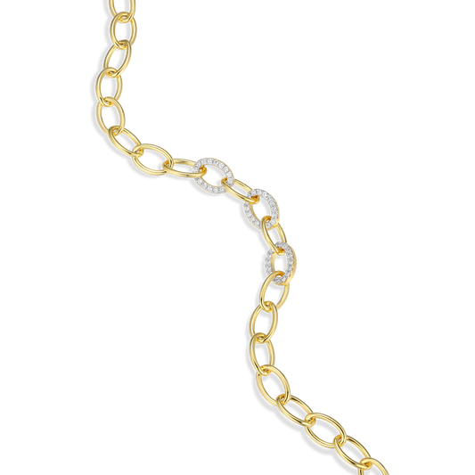 Pave Oval Link Bracelet in 14K Yellow Gold-Plated Sterling Silver | M by Monte Luna