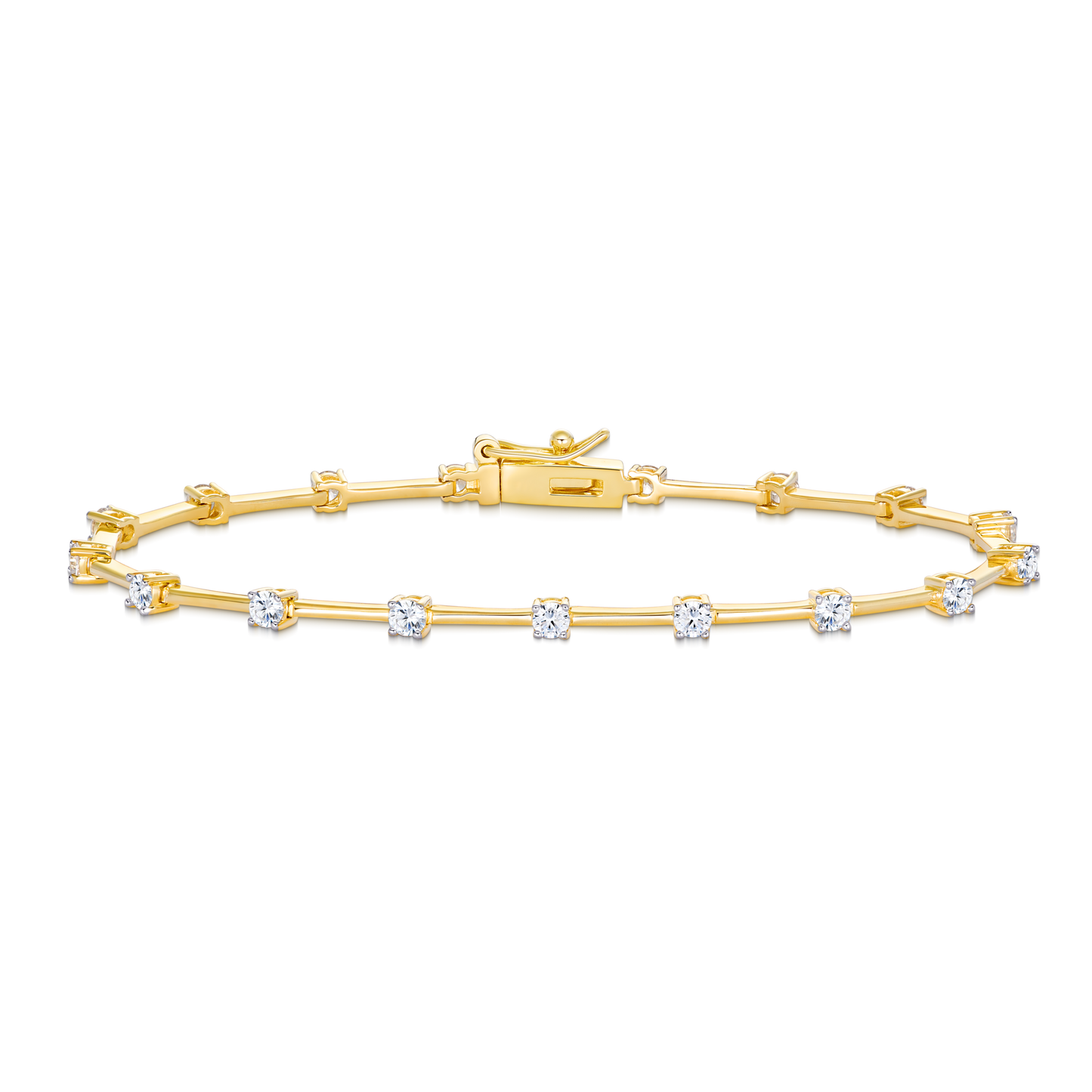 Lab-Created Diamond Segment Tennis Bracelet in 14K Yellow Gold-Plated Sterling Silver | M by Monte Luna