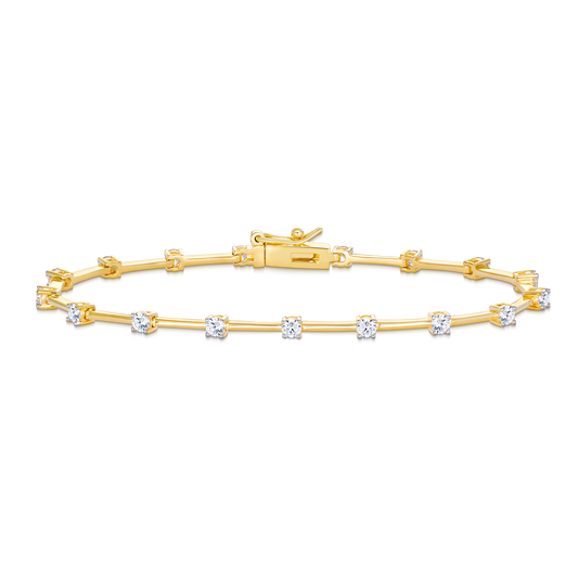 Lab-Created Diamond Segment Tennis Bracelet in 14K Yellow Gold-Plated Sterling Silver | M by Monte Luna