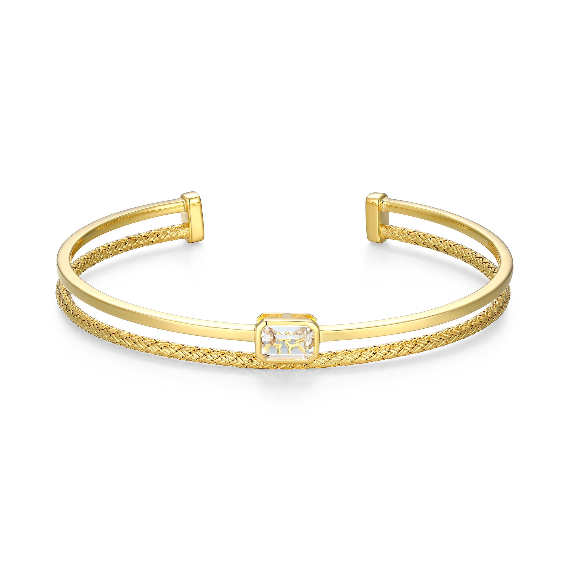 CB0207 - Dual-Band Created White Sapphire Original Mesh Cuff | charles garnier