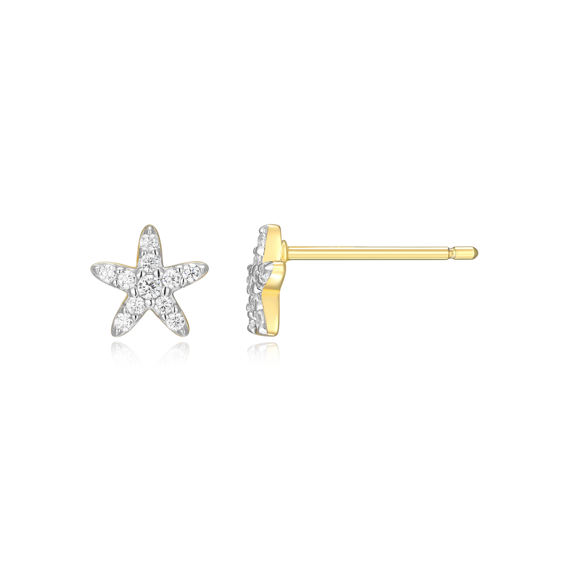 Starfish Stud Earrings in 14K Yellow Gold-Plated Sterling Silver | M by Monte Luna