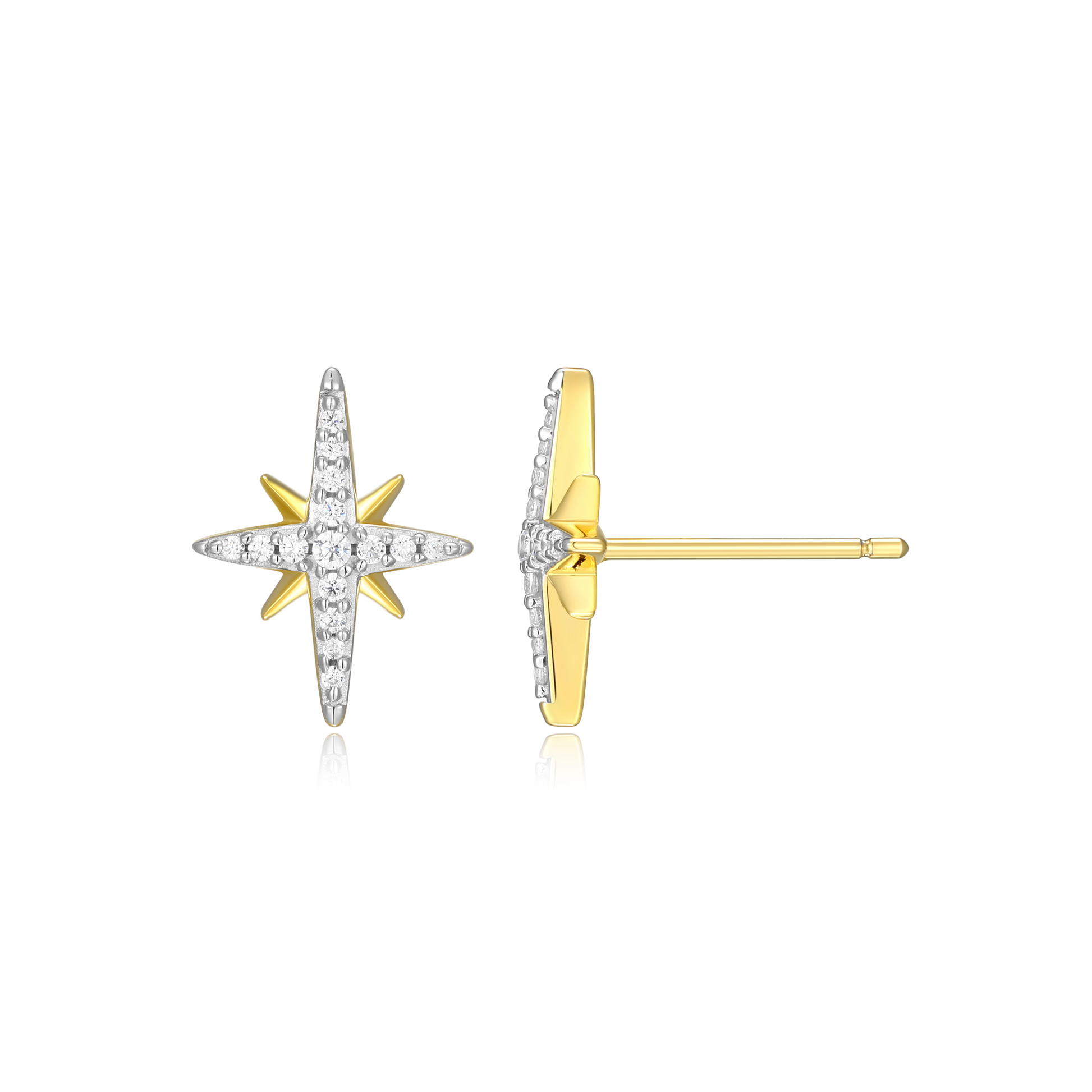 Cardinal Points Stud Earrings in 14K Yellow Gold-Plated Sterling Silver | M by Monte Luna