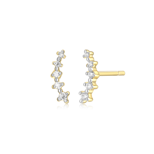 Climber Stud Earrings in 14K Yellow Gold-Plated Sterling Silver | M by Monte Luna