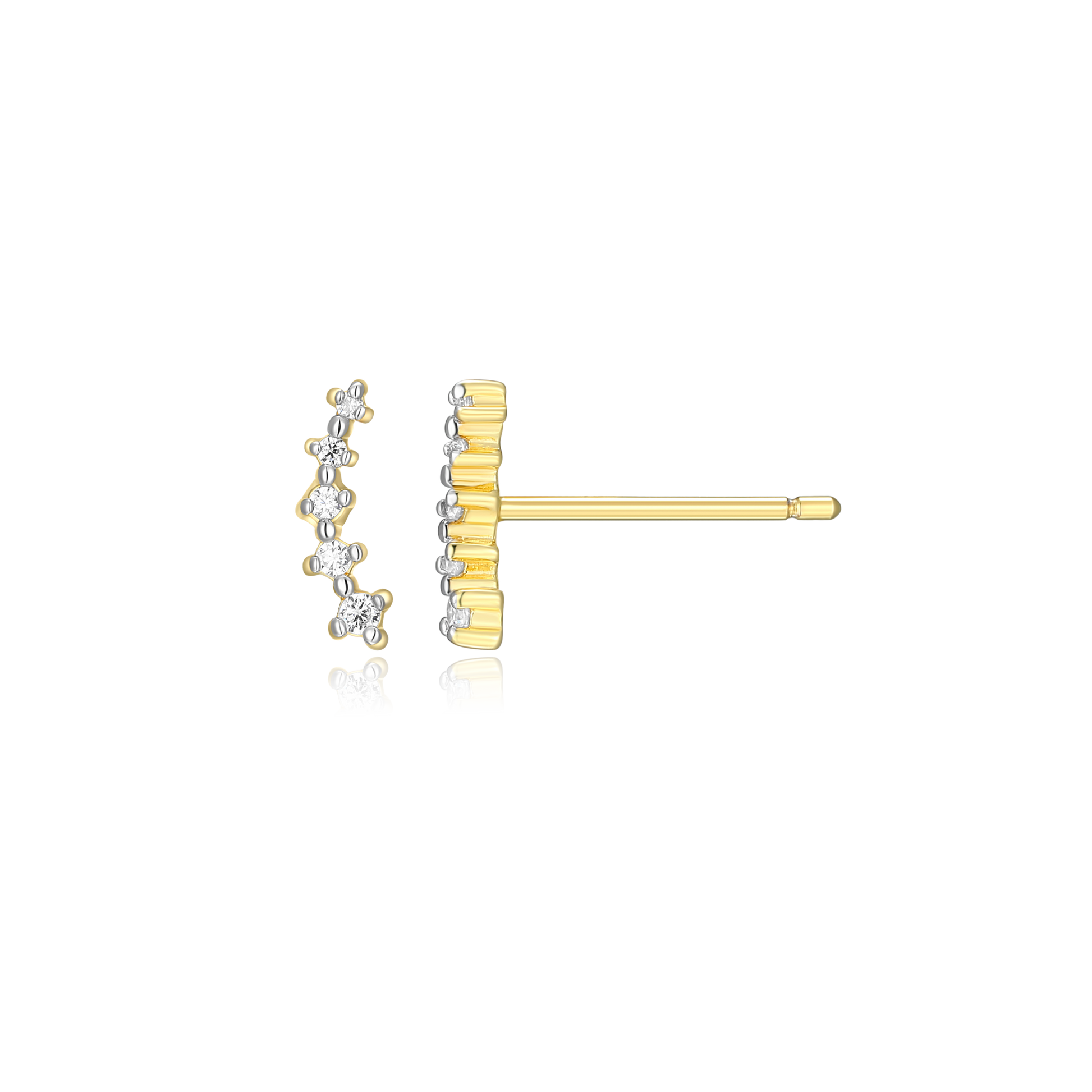 Climber Stud Earrings in 14K Yellow Gold-Plated Sterling Silver | M by Monte Luna