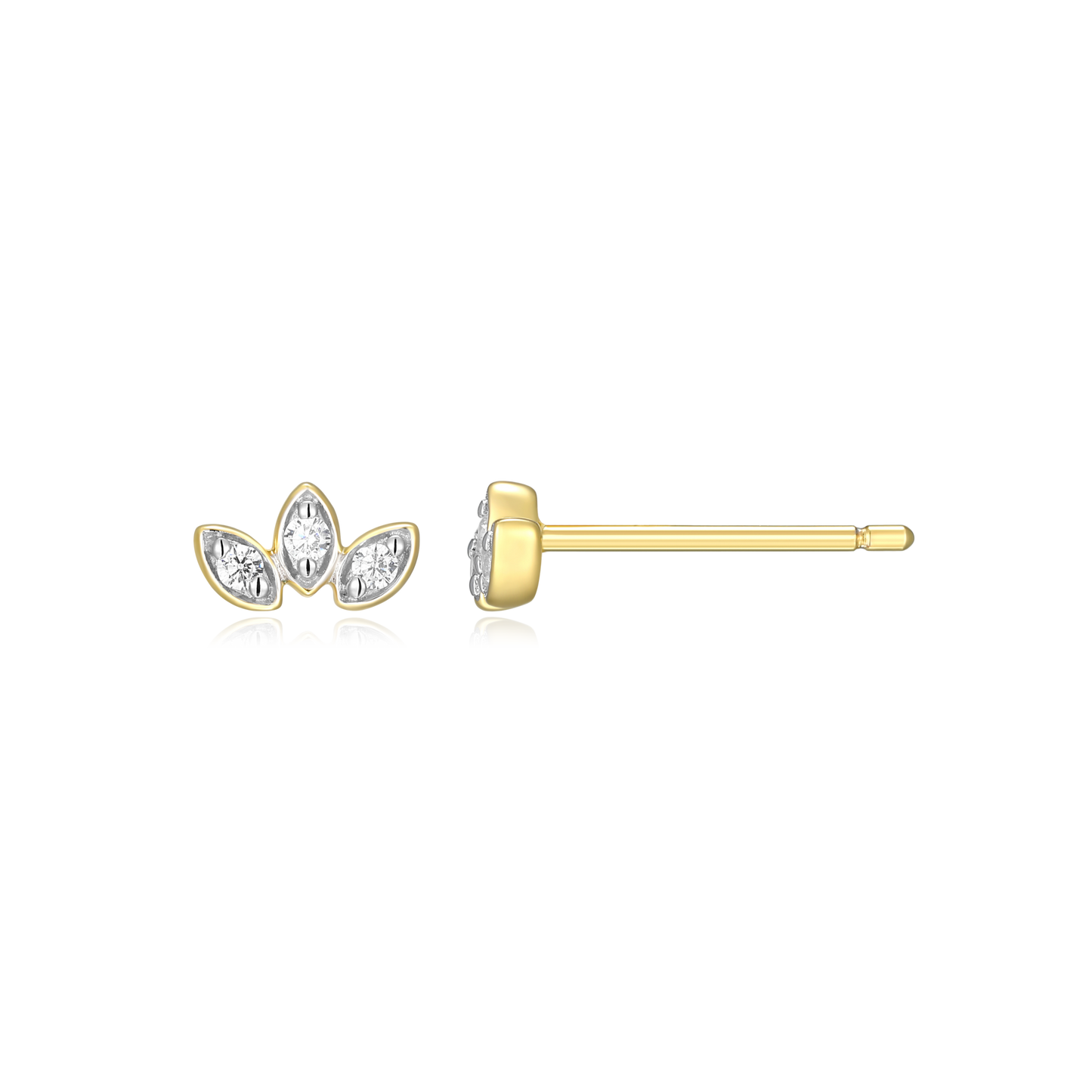 Triple Marquis Stud Earrings in 14K Yellow Gold-Plated Sterling Silver | M by Monte Luna