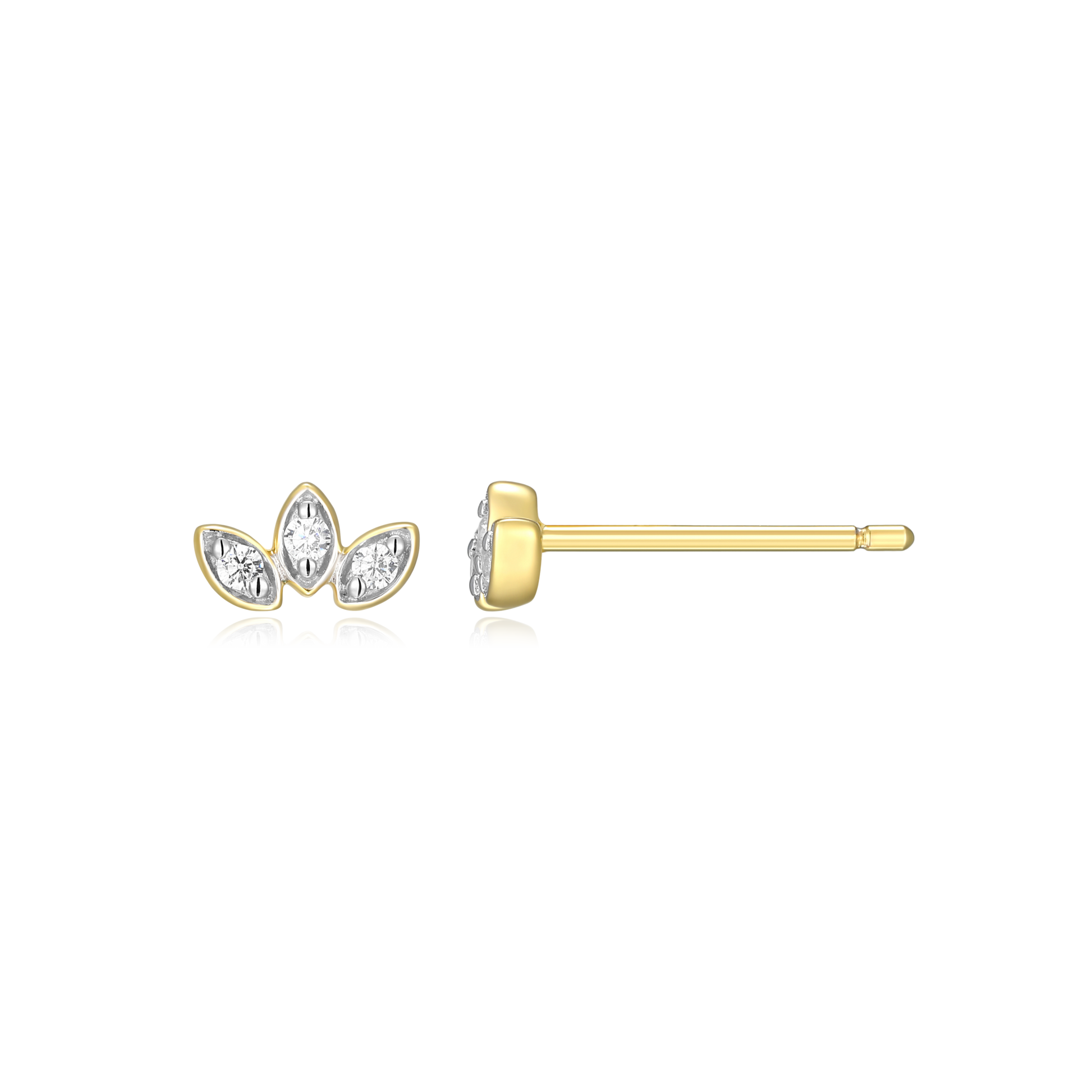 Triple Marquis Stud Earrings in 14K Yellow Gold-Plated Sterling Silver | M by Monte Luna