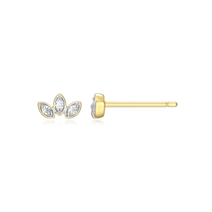 Triple Marquis Stud Earrings in 14K Yellow Gold-Plated Sterling Silver | M by Monte Luna