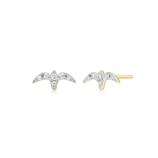 Bird Stud Earrings in 14K Yellow Gold-Plated Sterling Silver | M by Monte Luna