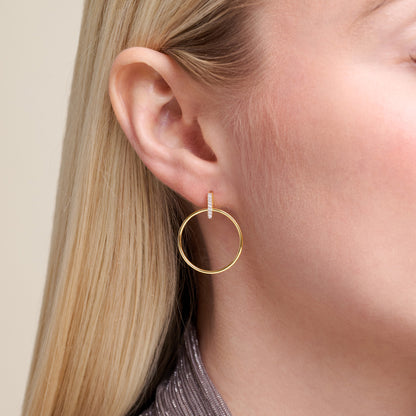 Front Hoop Stud Earrings in 14K Yellow Gold-Plated Sterling Silver | M by Monte Luna