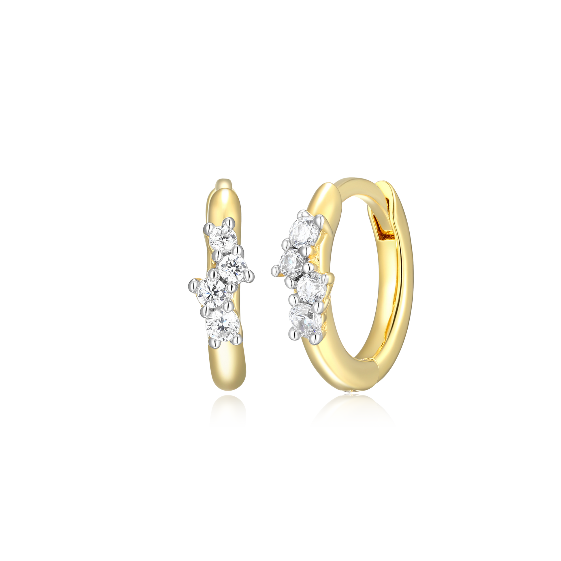 Petite Scattered Lab-Created Huggie Earrings in 14K Yellow Gold-Plated Sterling Silver | M by Monte Luna