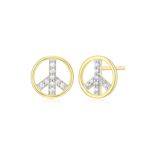 Peace Stud Earrings in 14K Yellow Gold-Plated Sterling Silver | M by Monte Luna