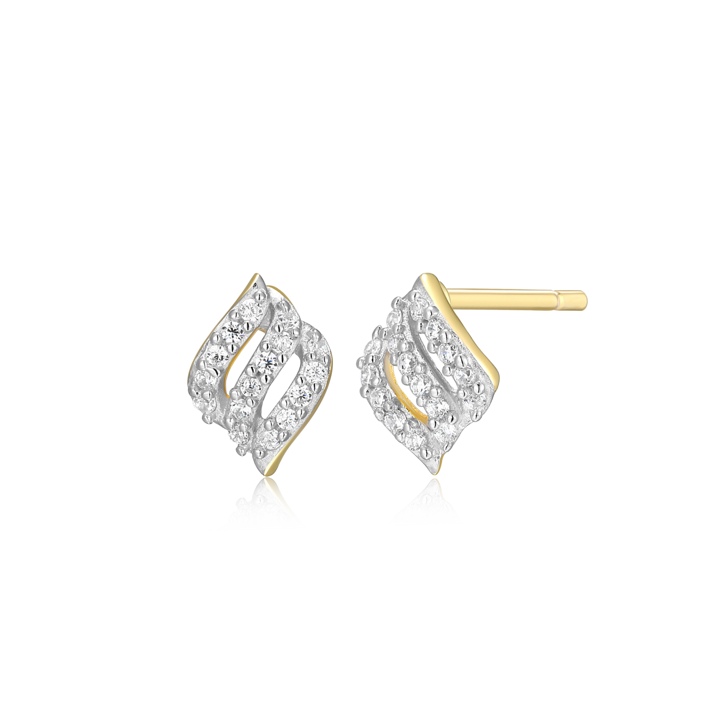 Flame Pave Stud Earrings in 14K Yellow Gold-Plated Sterling Silver | M by Monte Luna
