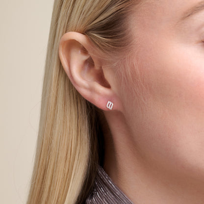 Flame Pave Stud Earrings in 14K Yellow Gold-Plated Sterling Silver | M by Monte Luna