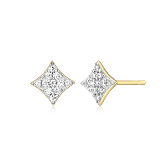 Star Pave Stud Earrings in 14K Yellow Gold-Plated Sterling Silver | M by Monte Luna