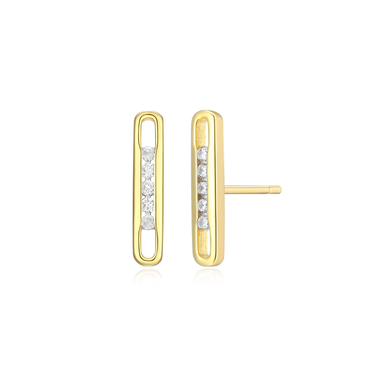 Paperclip Stud Earrings in 14K Yellow Gold-Plated Sterling Silver | M by Monte Luna