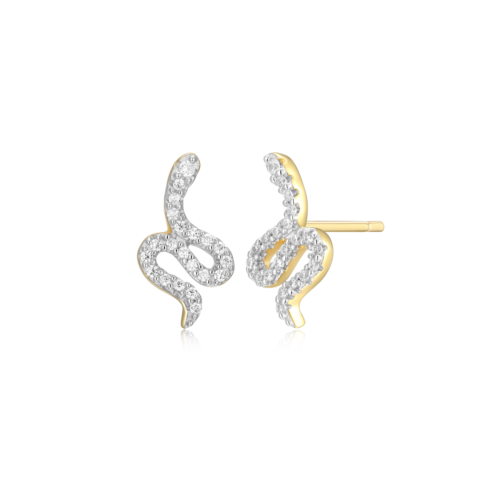 Snake Stud Earrings in 14K Yellow Gold-Plated Sterling Silver | M by Monte Luna