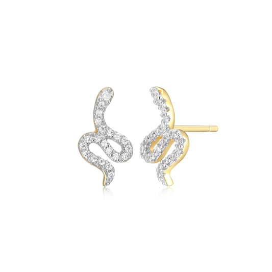 Snake Stud Earrings in 14K Yellow Gold-Plated Sterling Silver | M by Monte Luna