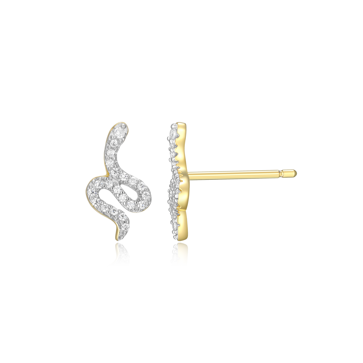 Snake Stud Earrings in 14K Yellow Gold-Plated Sterling Silver | M by Monte Luna