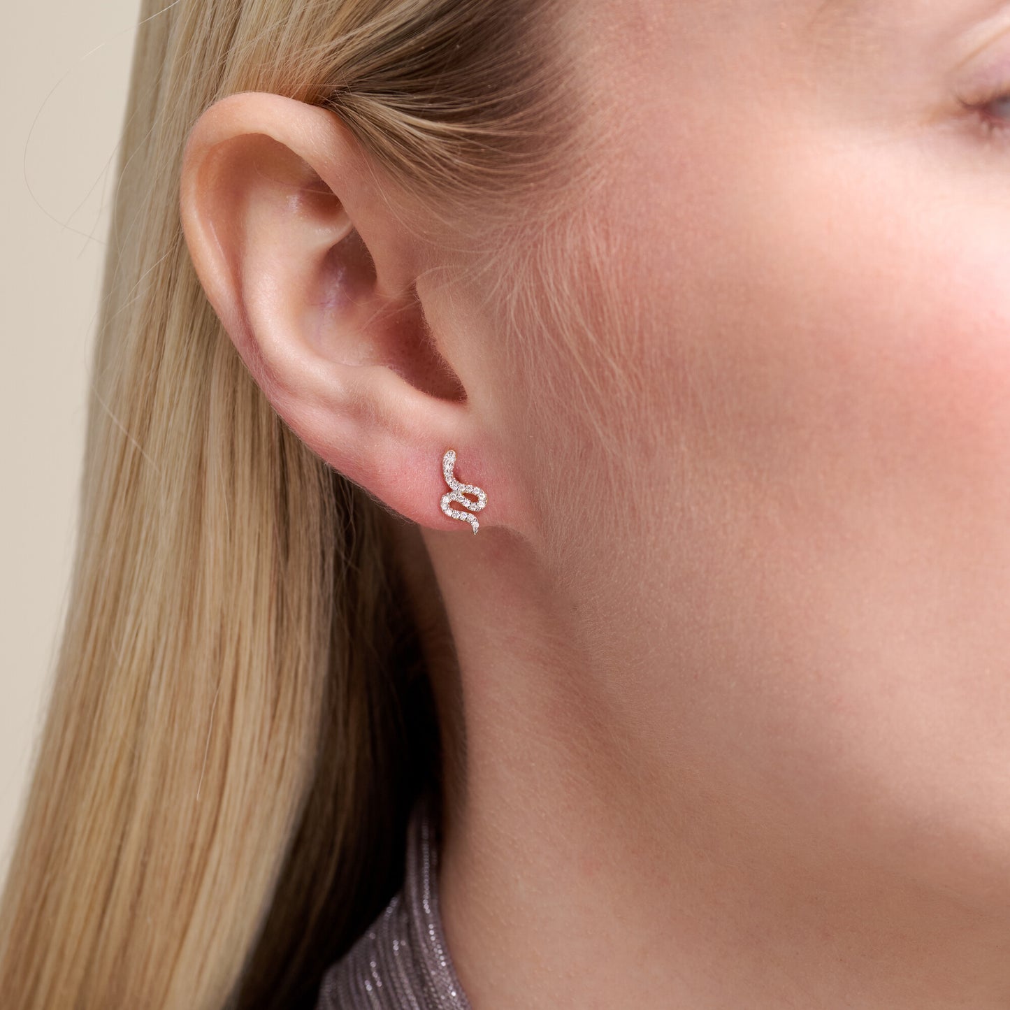 Snake Stud Earrings in 14K Yellow Gold-Plated Sterling Silver | M by Monte Luna