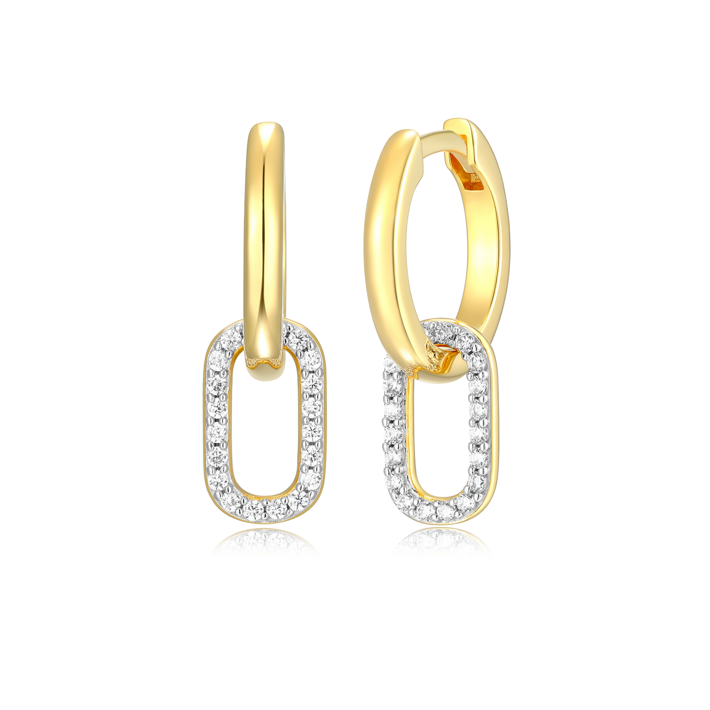 Oval Drop Huggie Earrings in 14K Yellow Gold-Plated Sterling Silver | M by Monte Luna