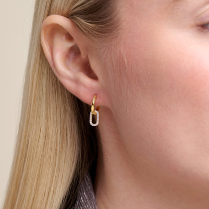 Oval Drop Huggie Earrings in 14K Yellow Gold-Plated Sterling Silver | M by Monte Luna