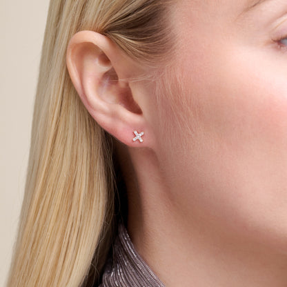 XO Stud Earrings in Rhodium-Plated Sterling Silver | M by Monte Luna