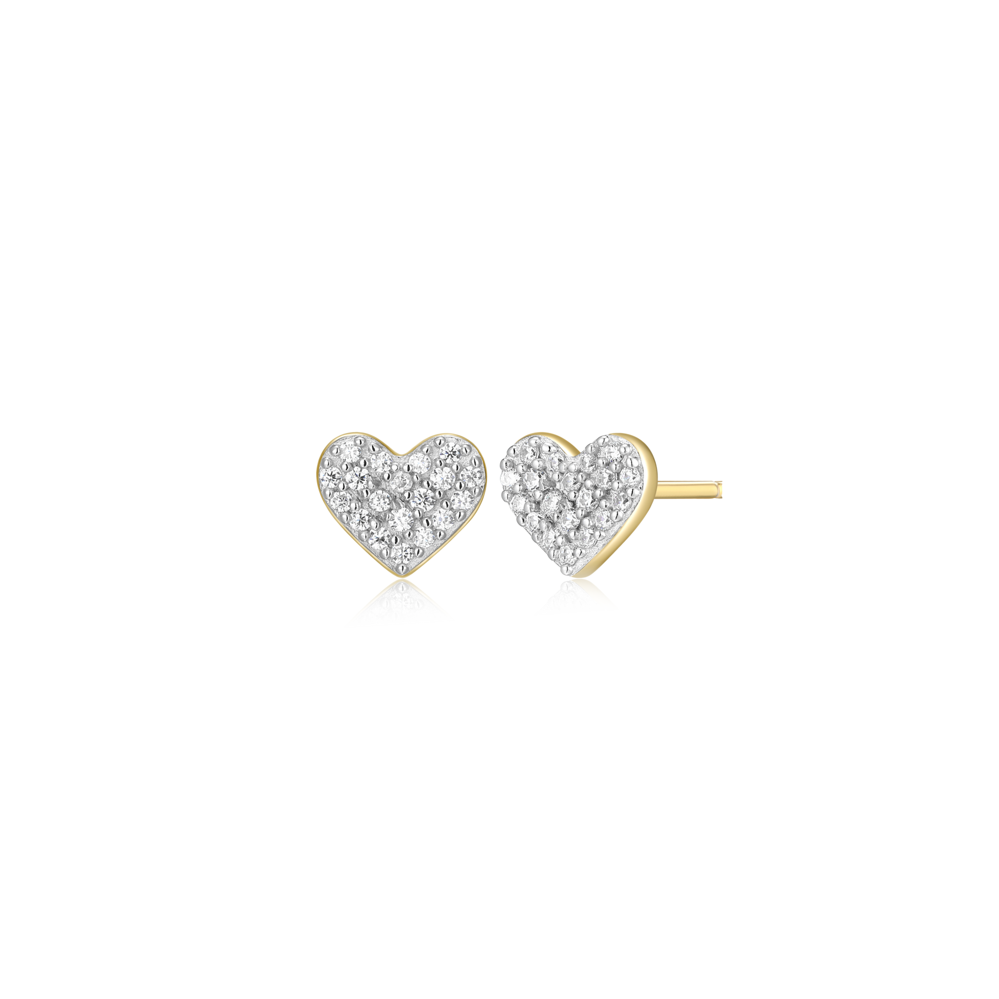 Heart Stud Earrings in 14K Yellow Gold-Plated Sterling Silver | M by Monte Luna