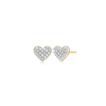Heart Stud Earrings in 14K Yellow Gold-Plated Sterling Silver | M by Monte Luna