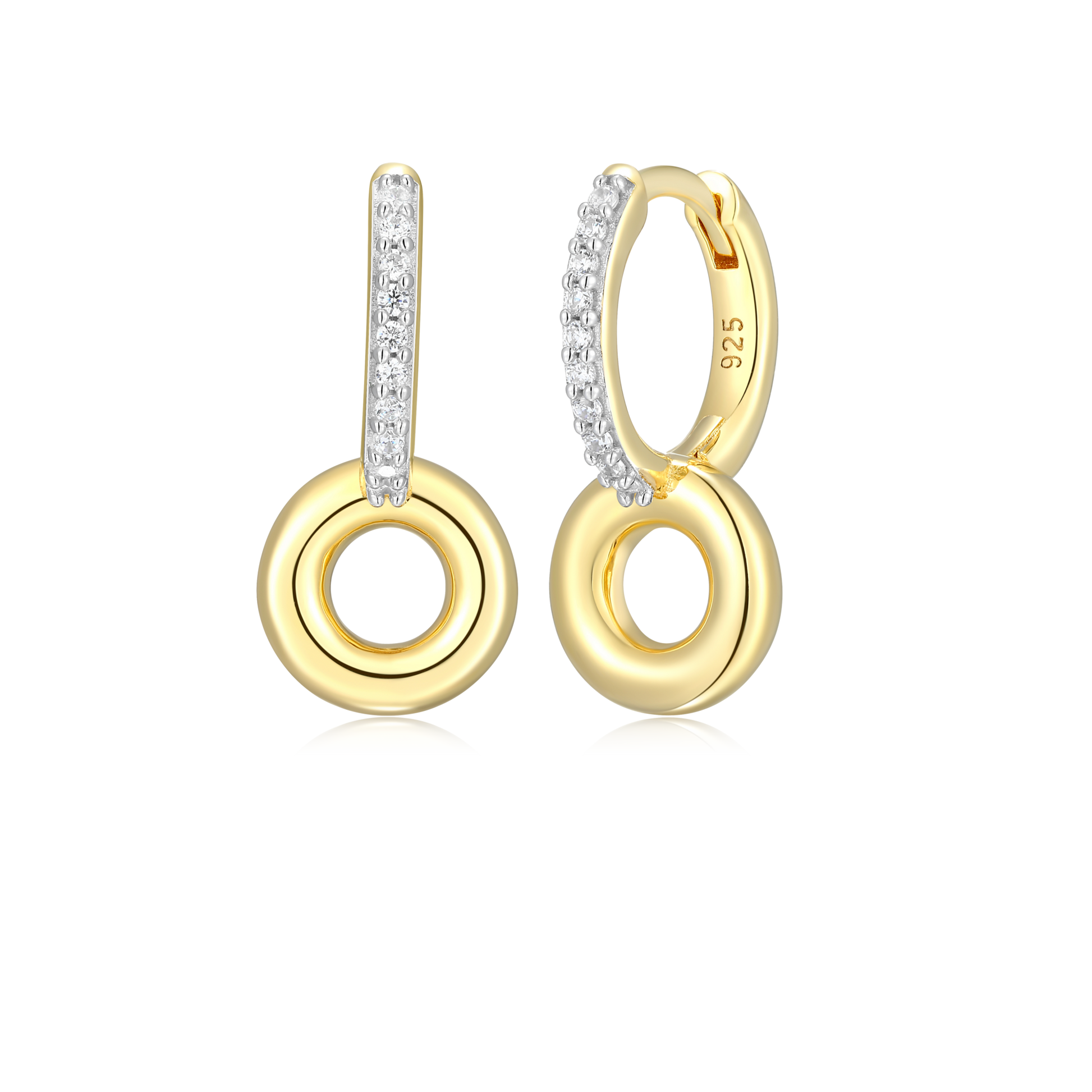 Donut Drop Huggie Earrings in 14K Yellow Gold-Plated Sterling Silver | M by Monte Luna