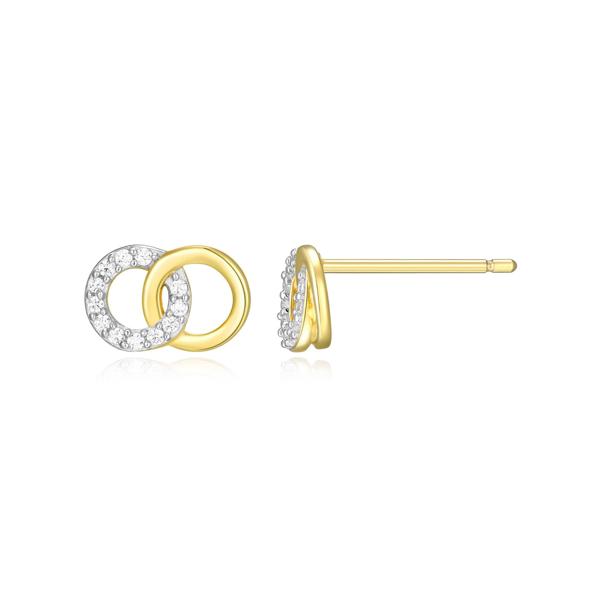 Twin Circle Stud Earrings in 14K Yellow Gold-Plated Sterling Silver | M by Monte Luna