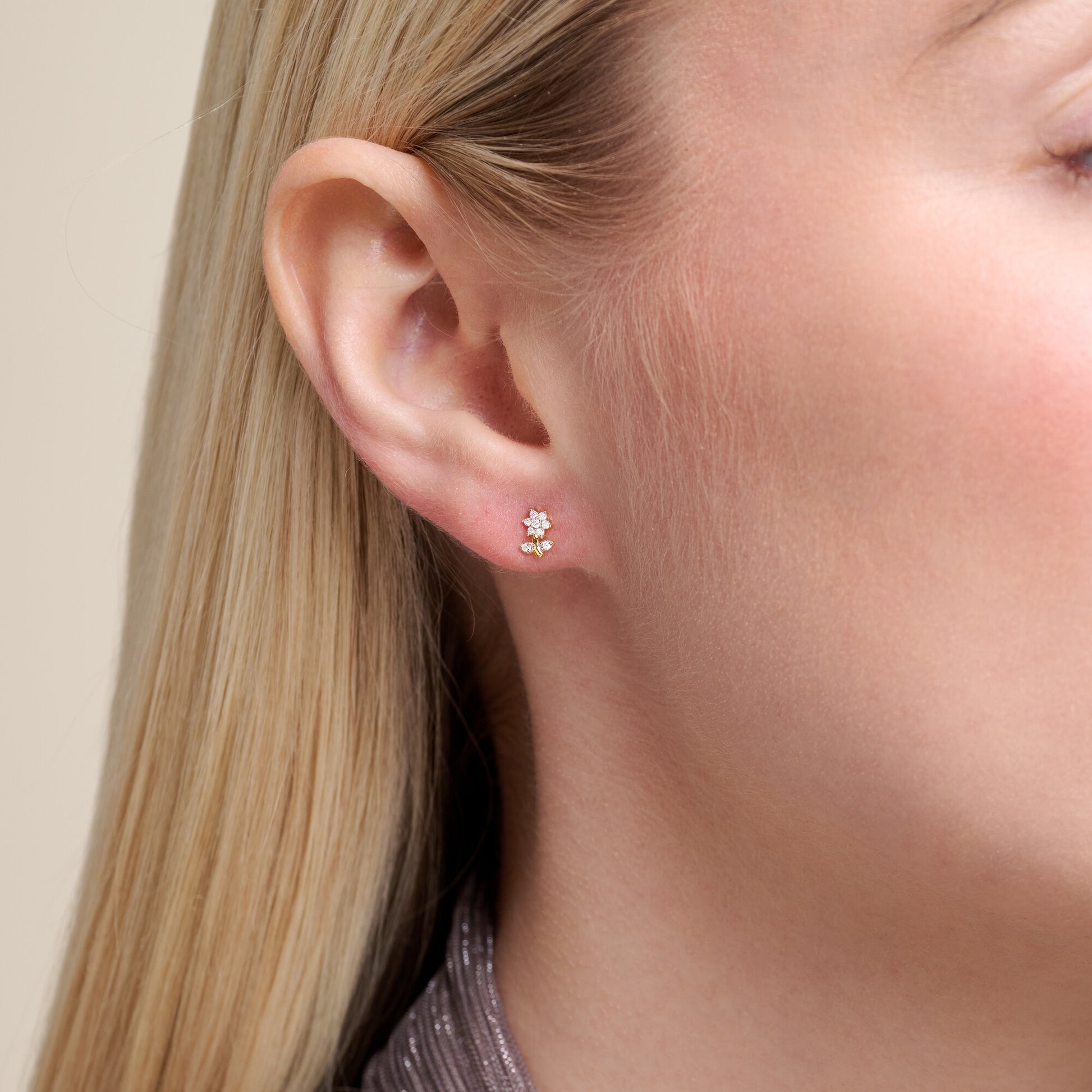 Flower Stud Earrings in 14K Yellow Gold-Plated Sterling Silver | M by Monte Luna