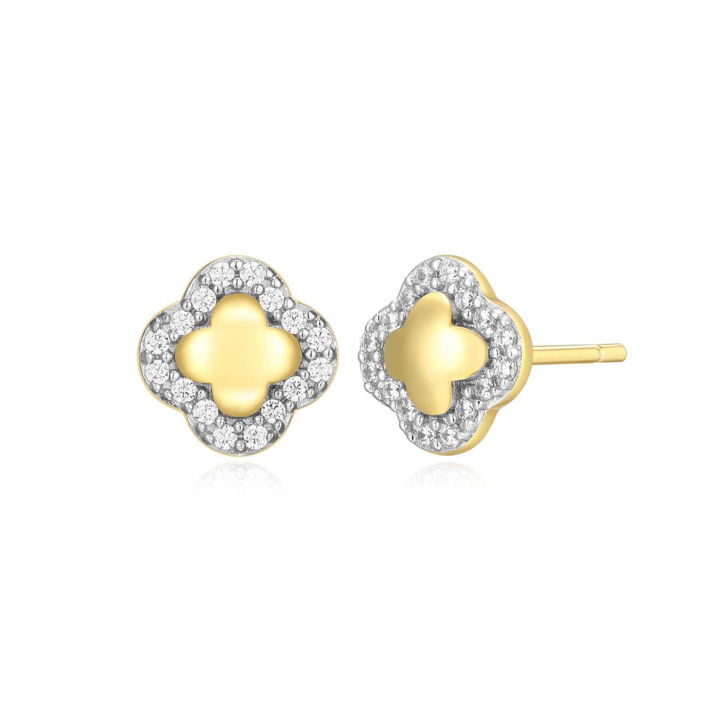 Clover Stud Earrings in 14K Yellow Gold-Plated Sterling Silver | M by Monte Luna