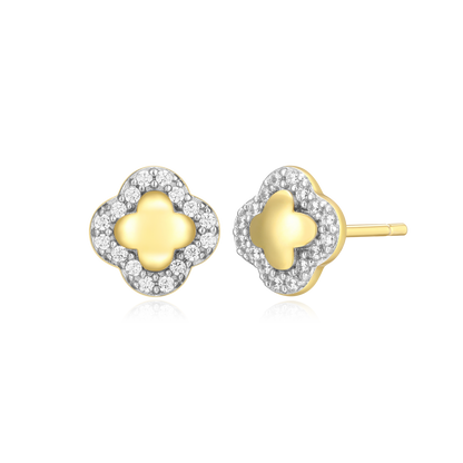 Clover Stud Earrings in 14K Yellow Gold-Plated Sterling Silver | M by Monte Luna