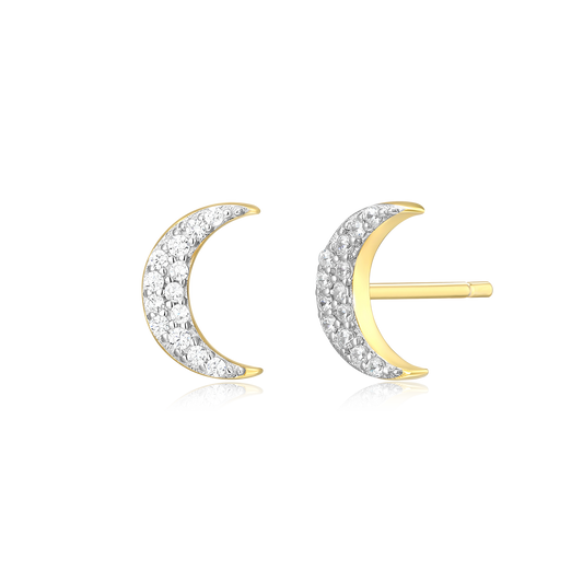 Crescent Stud Earrings in 14K Yellow Gold-Plated Sterling Silver | M by Monte Luna
