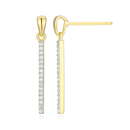 Bar Drop Stud Earrings in 14K Yellow Gold-Plated Sterling Silver | M by Monte Luna