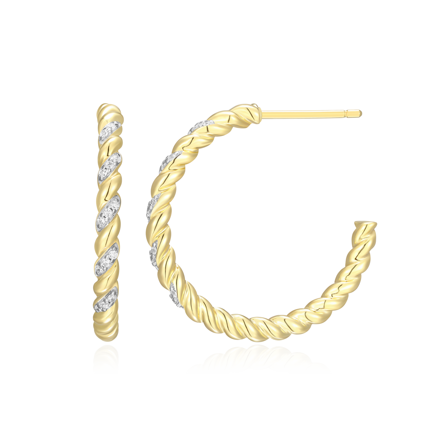 Twist J-Hoop Stud Earrings in 14K Yellow Gold-Plated Sterling Silver | M by Monte Luna