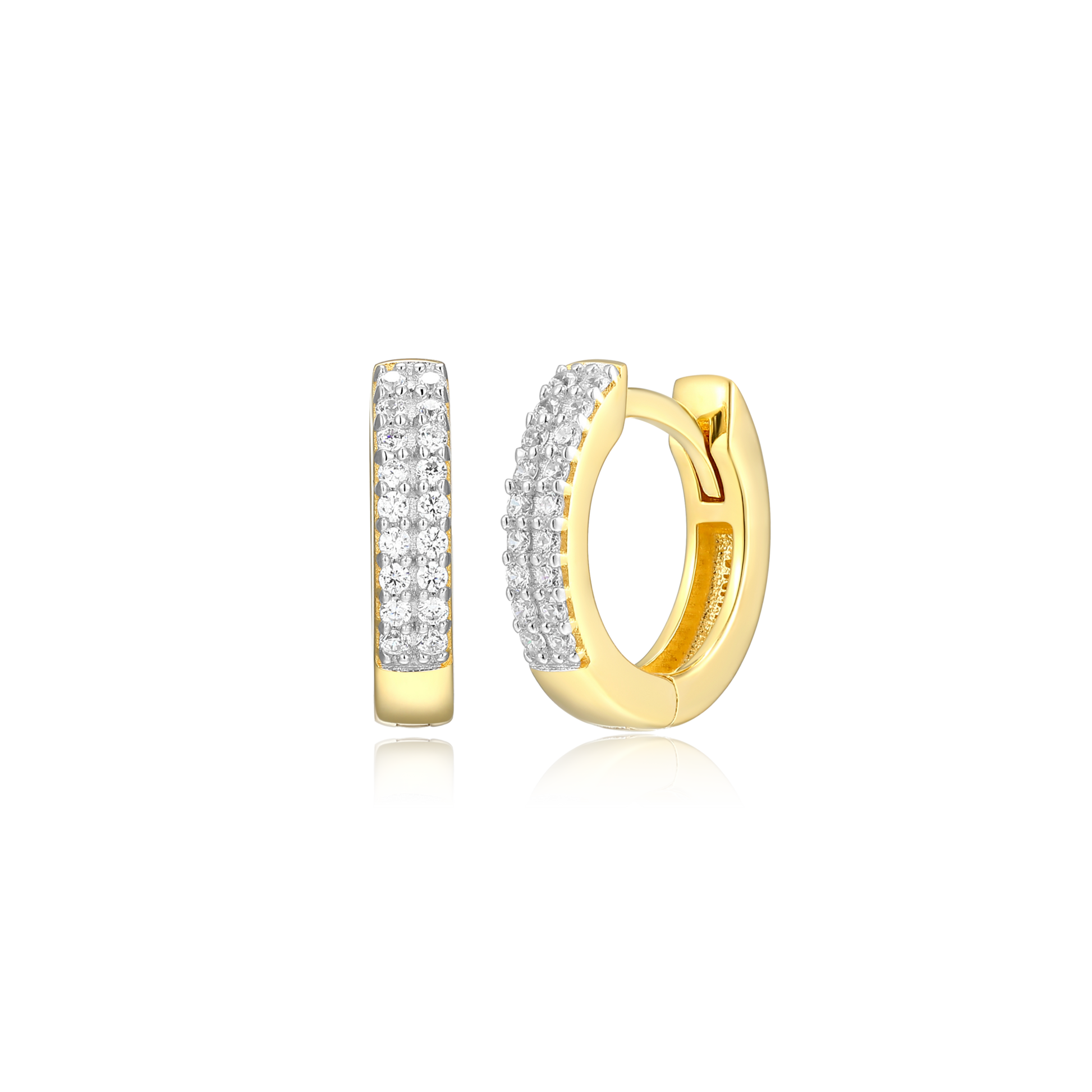 Double Row Hoop Earrings in 14K Yellow Gold-Plated Sterling Silver | M by Monte Luna