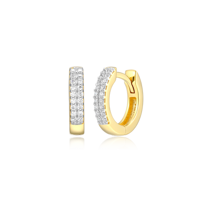 Double Row Hoop Earrings in 14K Yellow Gold-Plated Sterling Silver | M by Monte Luna