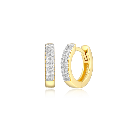 Double Row Hoop Earrings in 14K Yellow Gold-Plated Sterling Silver | M by Monte Luna