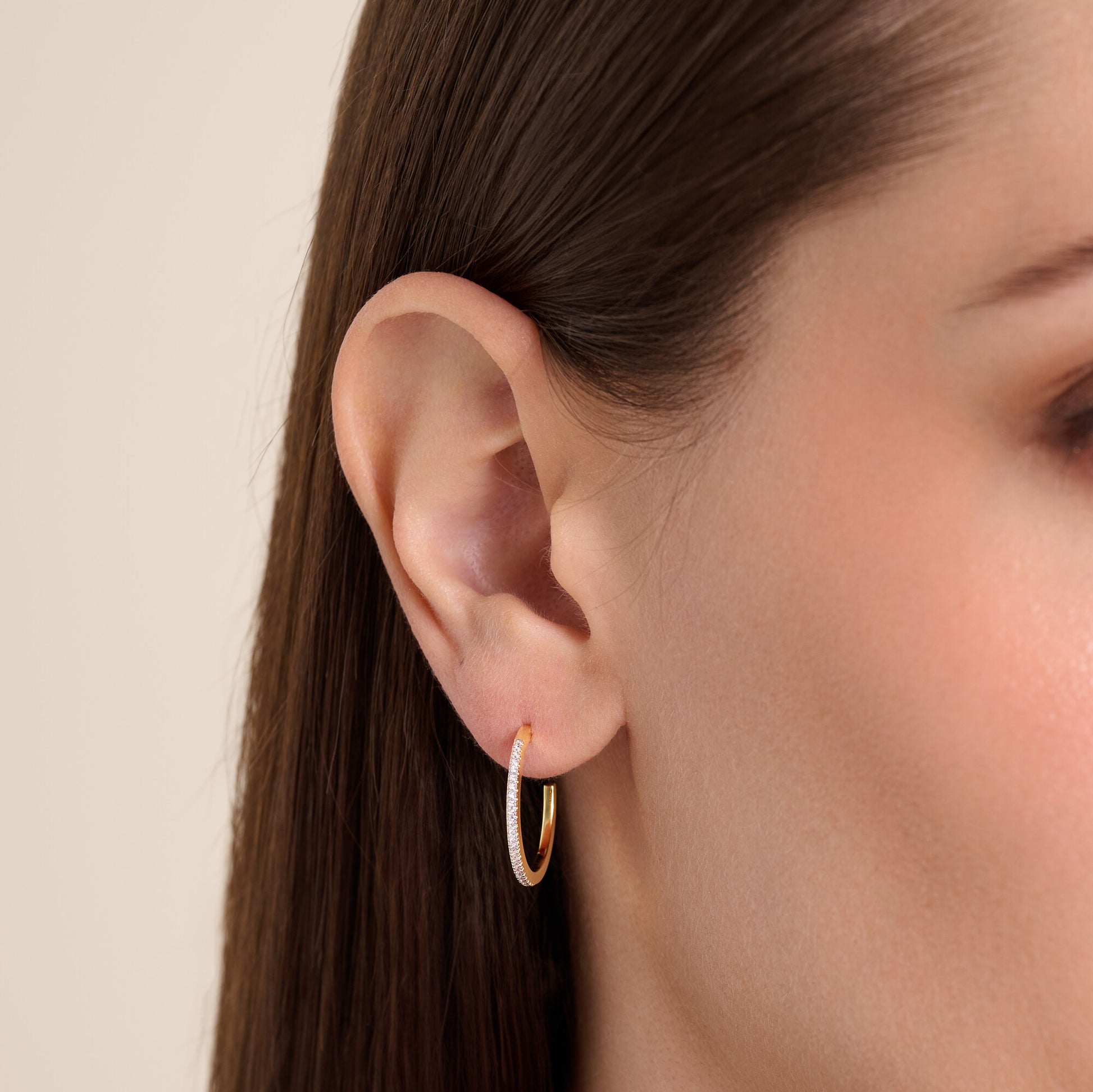 Large J-Hoop Stud Earrings in 14K Yellow Gold-Plated Sterling Silver | M by Monte Luna